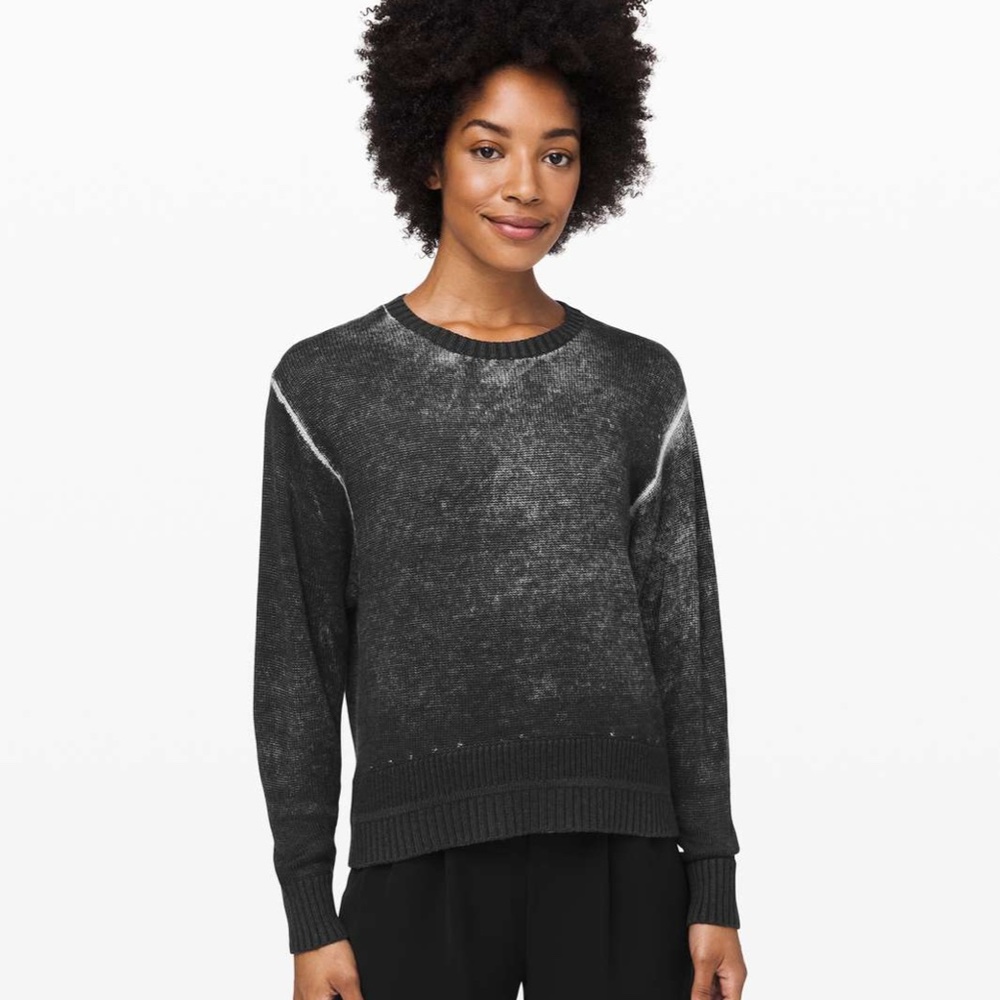 LULULEMON Hazy Day Cashmere Blend Sweater Black/Alpine White Sz Medium